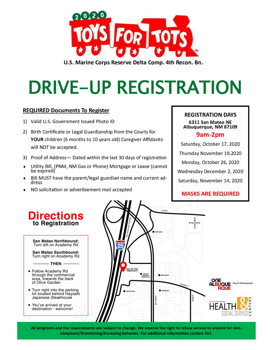 Drive Up Registration For Toys Tots