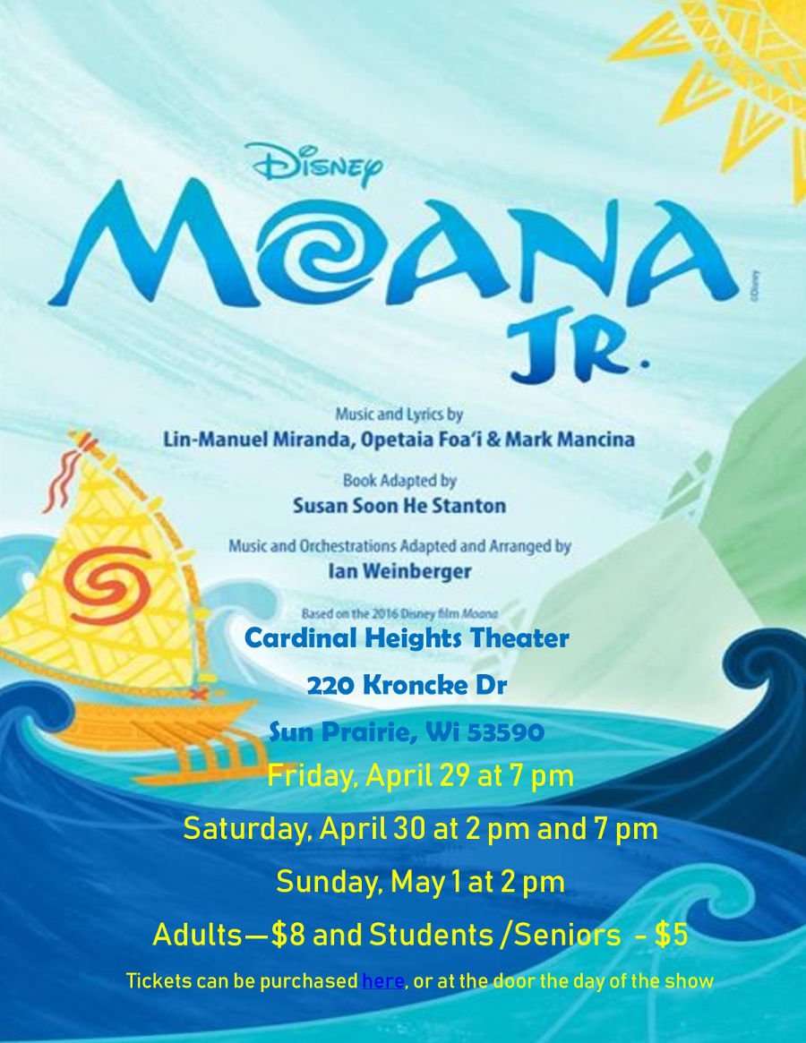 Image of a flyer titled Disney MOANA, JR.