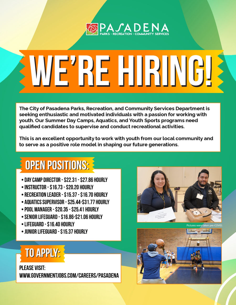City of Pasadena Parks Open Positions-Hiring
