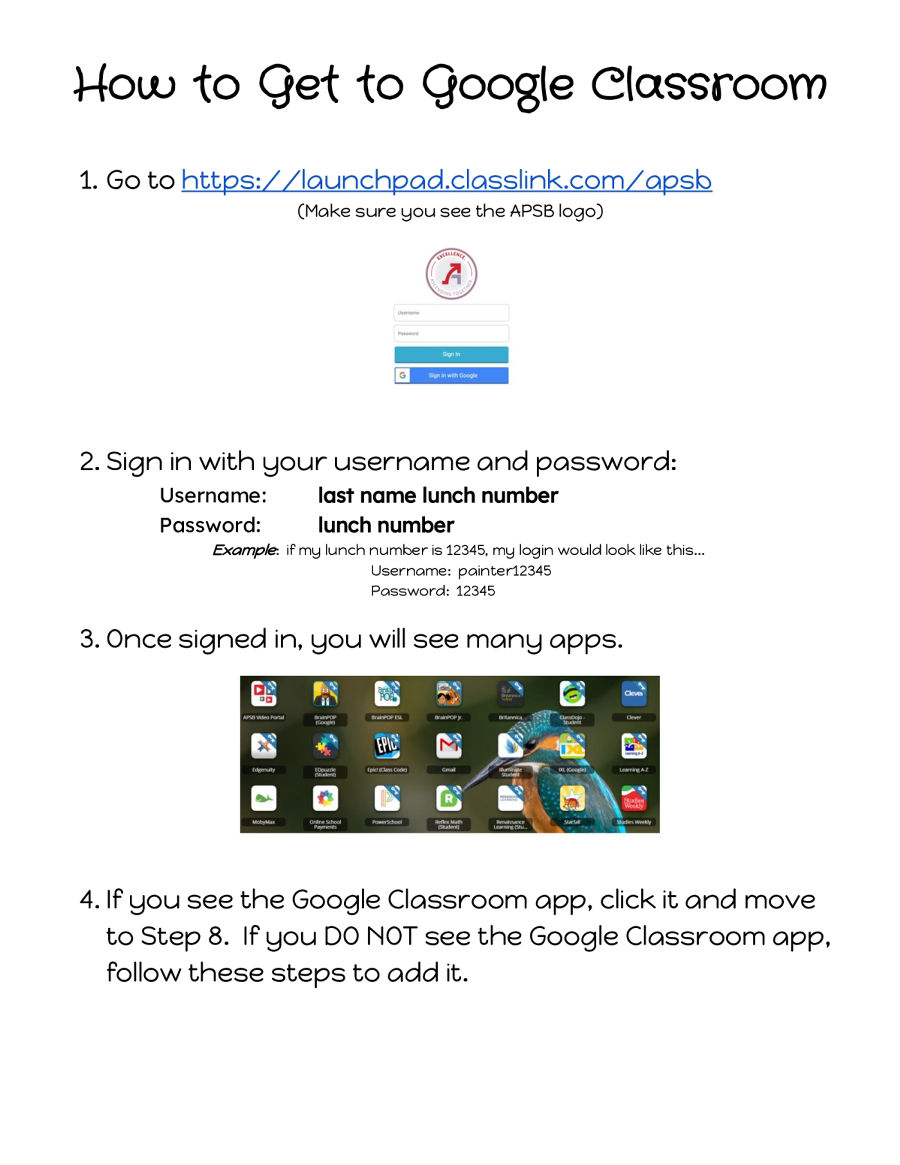 Sign In to Google Classroom